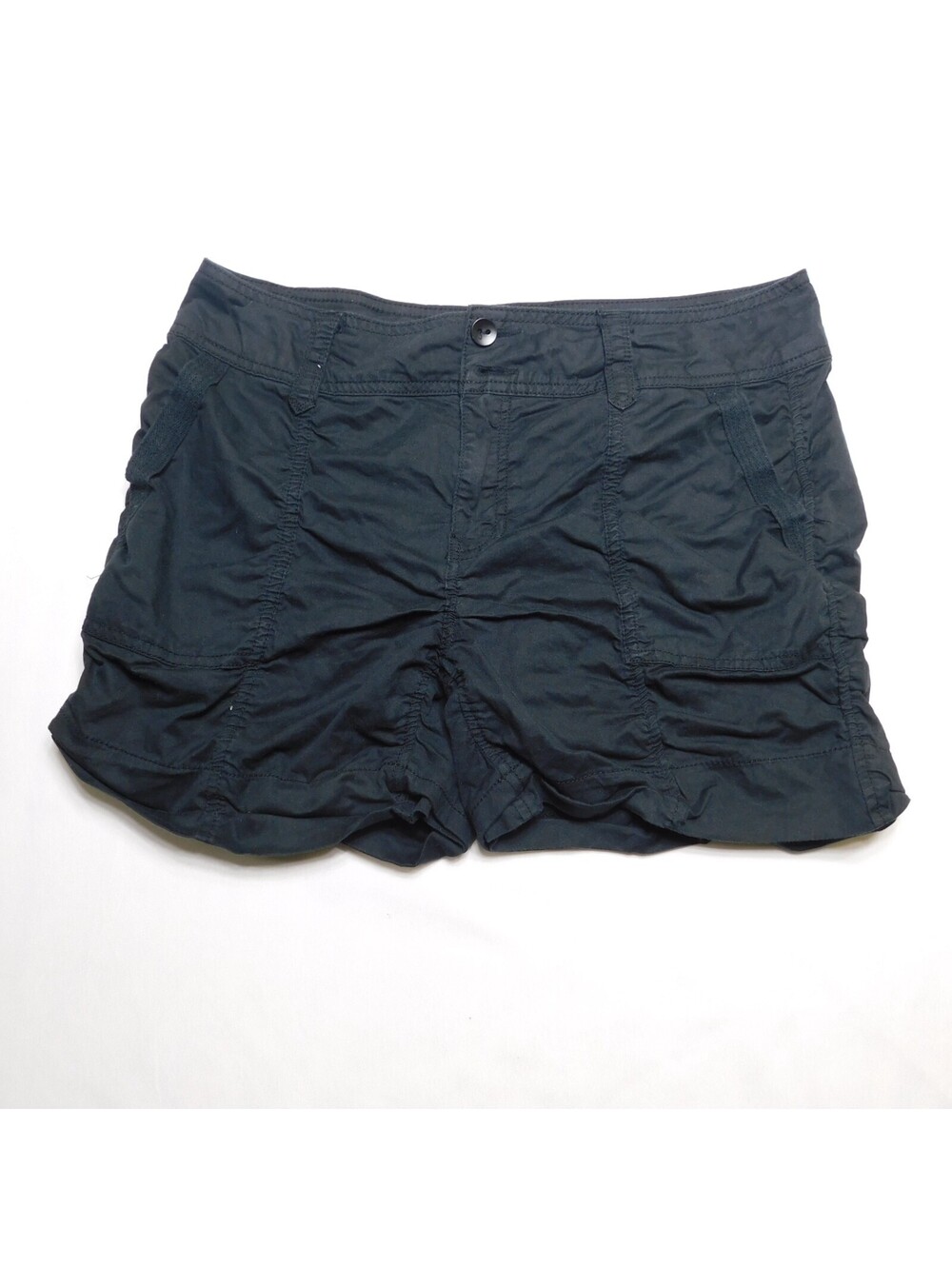 True Craft Women's Size 10 Utility Shorts Black Ruched Cargo Cotton Blend Gorpco